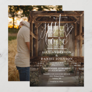 Invitation Just Love Éclairage de Chaîne de Grange Rustique P
