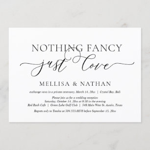 Invitation Just Love, Mariage Elopement Party
