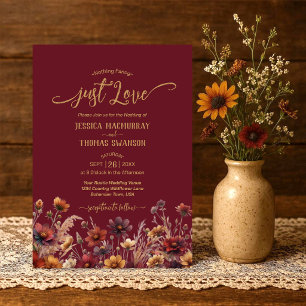 Invitation Just Love Rustique Bourgogne Bohème Fleurs de Mari