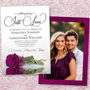 Invitation Juste Amour Magenta Berry Rose Photo Dos Mariage