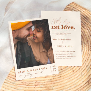 Invitation Juste l'amour   Cream & Terracotta Retro Mariage