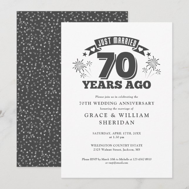 Invitation Juste marié 70ème anniversaire de Mariage (Devant / Derrière)