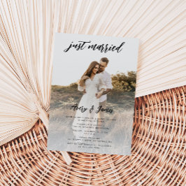 Invitation Juste Marié Photo Calligraphie Mariage Elopement