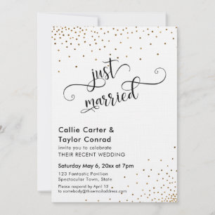 Invitation Juste Mariés Script Typographie, Faux Confettis Do