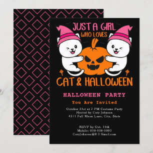 Invitation Juste une fille qui aime Chat & Halloween Meow Par