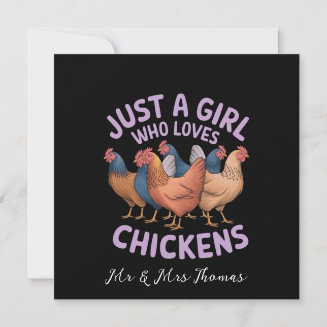 Invitation Juste une fille qui aime les poulets pour les amat (Devant)