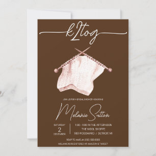 Invitation k2tog, Tricot, Fête des mariées Brown et ivoire