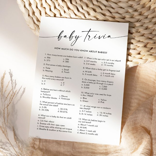 Invitation KAIA Baby Trivia Baby shower Jeu (Créateur téléchargé)