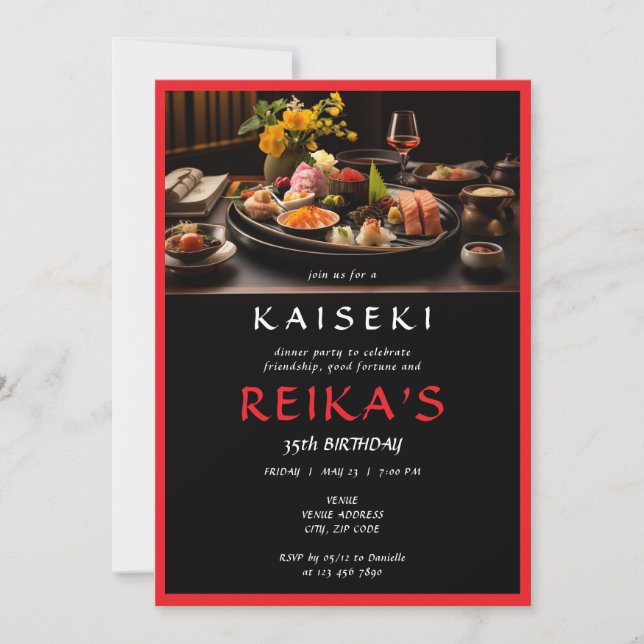 Invitation Kaiseki Chef privé Jalon japonais Anniversaire (Devant)