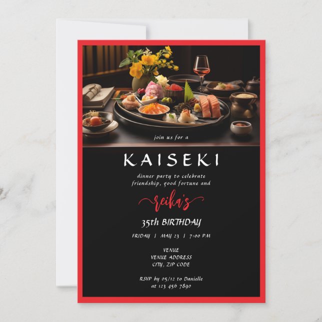 Invitation Kaiseki Chef privé japonais Red Script Anniversair (Devant)