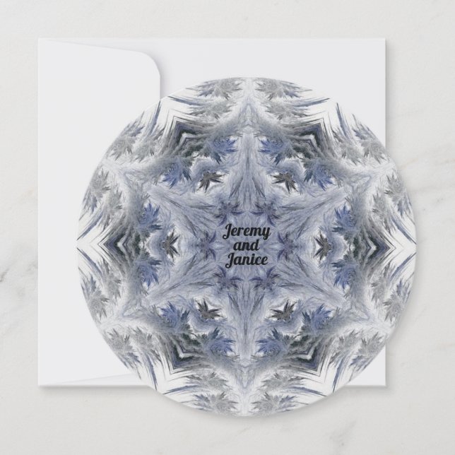 Invitation Kaleidoscope bleu Design de flocon de neige avec d (Devant)
