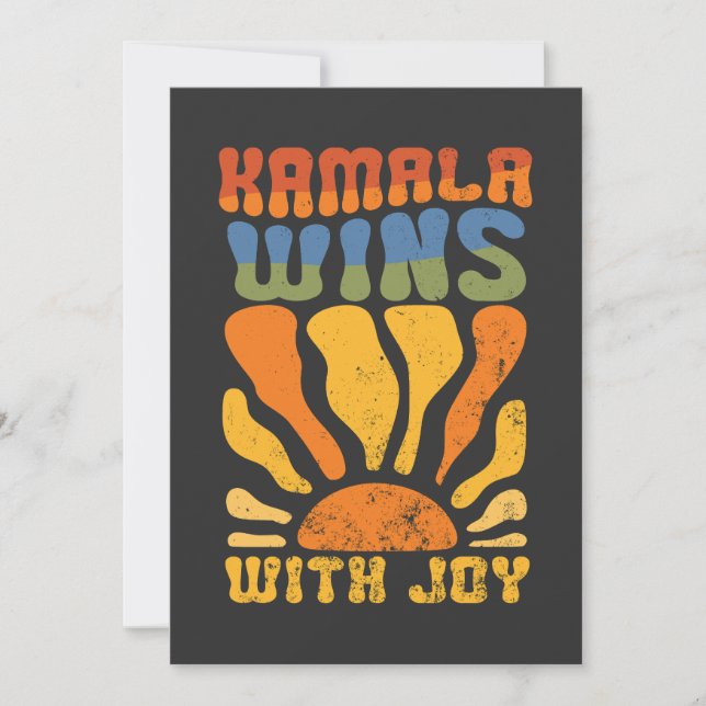 Invitation Kamala gagne avec Joy Retro Boho Harris Walz (Devant)