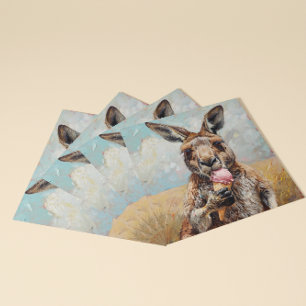 Invitation Kangourou fantaisiste mangeant de la glace personn