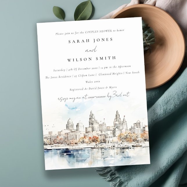 Invitation Kansas City Missouri Aquarelle Couples douche (Créateur téléchargé)