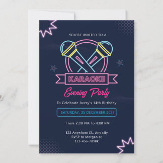 Invitation Karaoke fête d'anniversaire