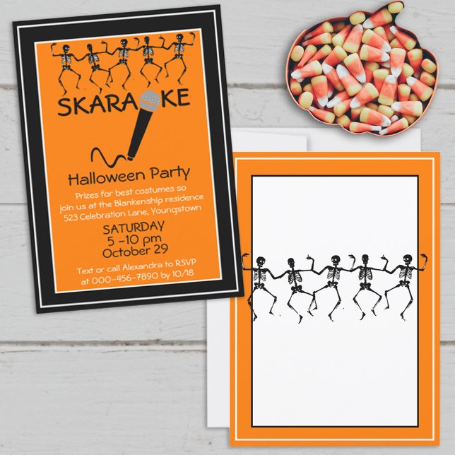 Invitation Karaoke Halloween Party Danser Skeletons Personnal (Créateur téléchargé)