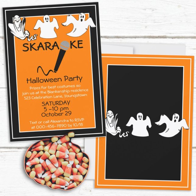 Invitation Karaoke Halloween Party Happy Ghosts Custom (Créateur téléchargé)