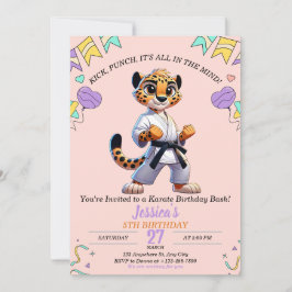 Invitation Karate Martial Animal Arts Fille d'anniversaire