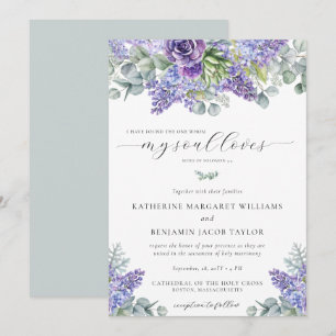Invitation Katherine Floral Lavender Mariage catholique