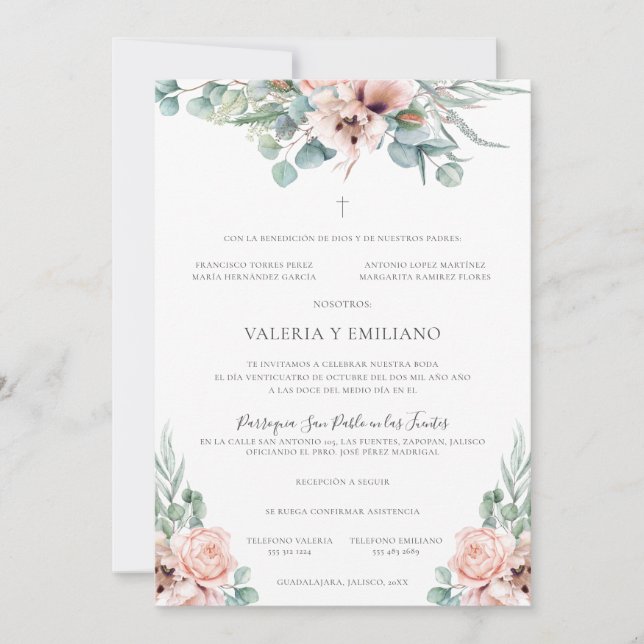Invitation Katrina Invitación de Boda Catolica Mariage offici (Devant)