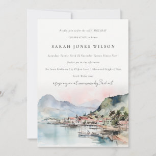 Invitation Kauai Hawaii paysage à l'aquarelle Anniversaire