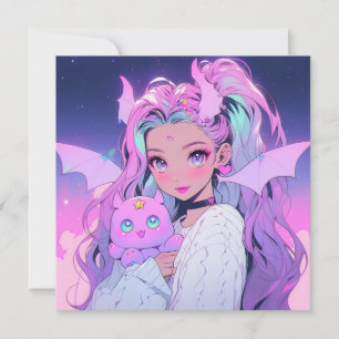 Invitation Kawaii Anime Girl with Plush Creator