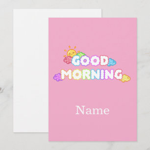 Invitation Kawaii Bonjour Soleil & Nuages Arc-en-Ciel