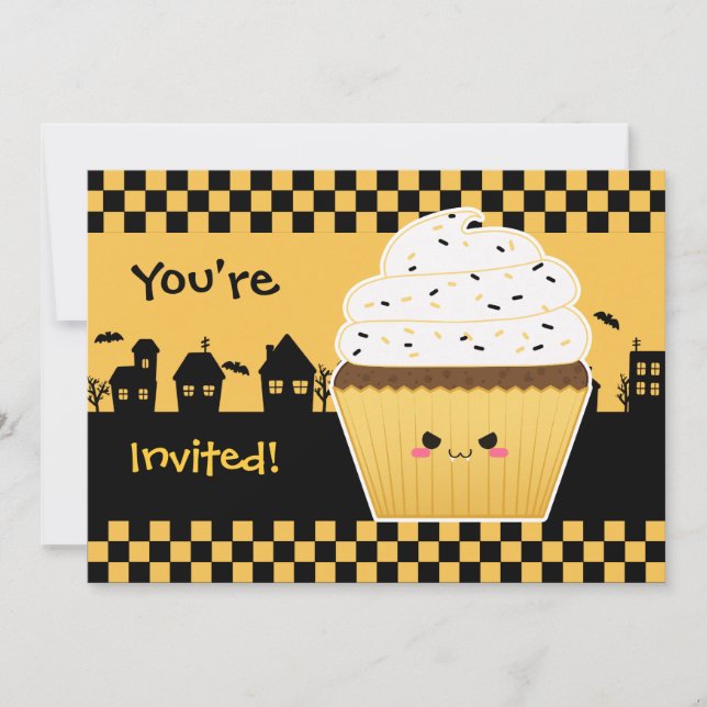Invitation Kawaii Cupcake Halloween (Devant)