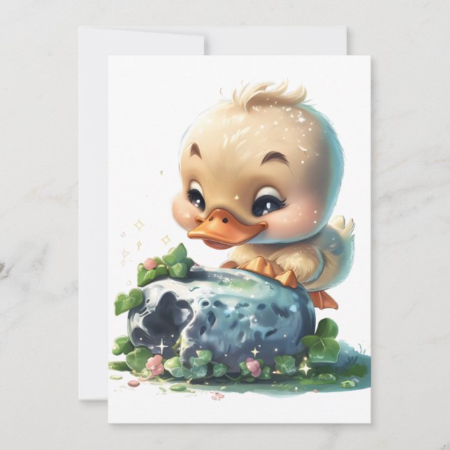 Invitation Kawaii Duckling Kissing Blarney Stone Invitati (Devant)