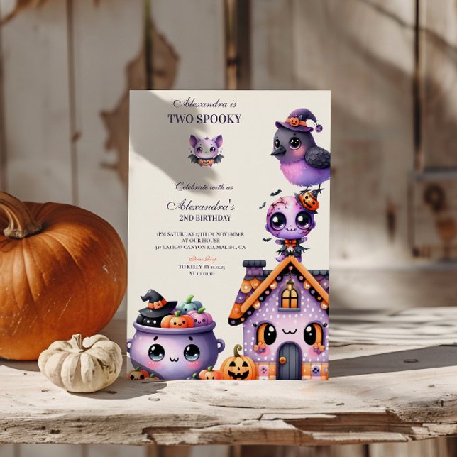 Invitation Kawaii Halloween 2ème anniversaire Éffrayant Cute  (Créateur téléchargé)