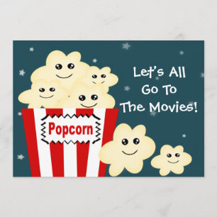 Invitation Kawaii Popcorn Movie Party