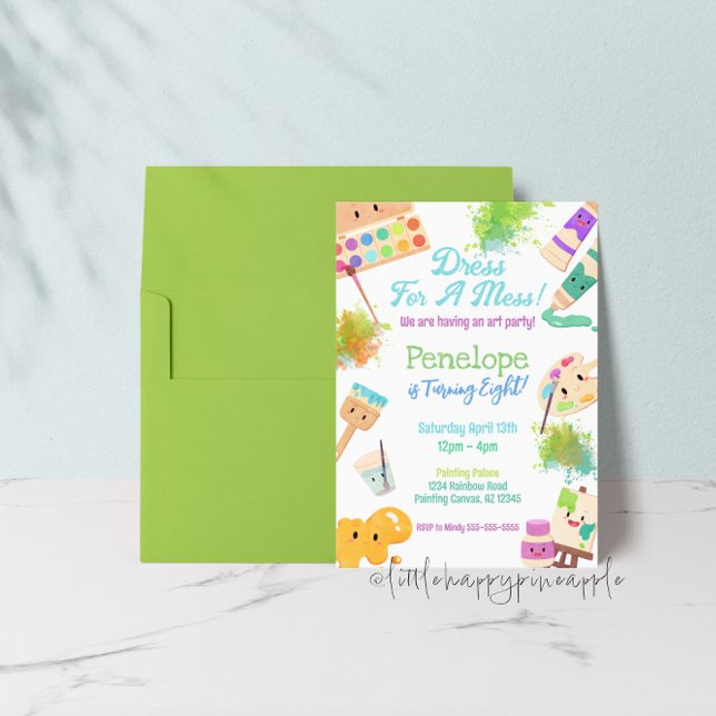 Invitation Kawaii Robe pour une fête d'art du Mess Anniversai (Créateur téléchargé)