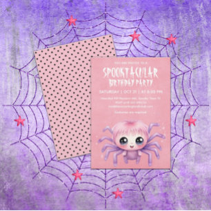 Invitation Kawaii Spider Halloween fête d'anniversaire
