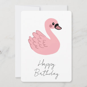 Invitation Kawaii Swan rose - Joli dessin animé animal