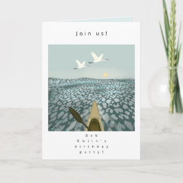 Invitation Kayak dans l'eau avec des grues survolant Invitati