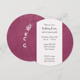 Invitation Keep Calm and Glam Up, Pink Leather, Birthday