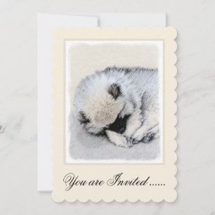 Invitation Keeshond Sleeping Puppy Peinture Chien Art origina