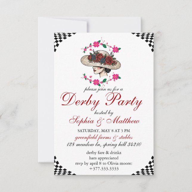 Invitation Kentucky derby Horse Racing Themed Elegant invite (Devant)