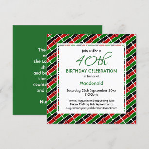 Invitation KENYA FLAG Personnalisé Anniversaire Célébration