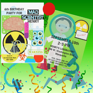 Invitation Kids Mad Scientifique Laboratoire scientifique Ann