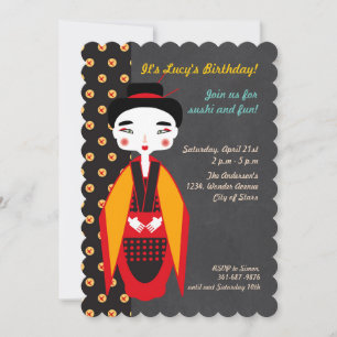 Invitation Kimono Fille fête d'anniversaire