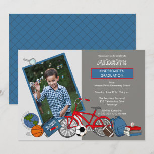 Invitation Kindergarten Photo Boy Graduation Party