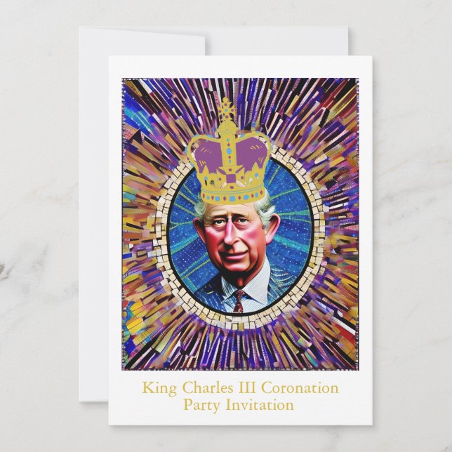 Invitation King Charles III Coronation Fun Custom Text Party (Devant)