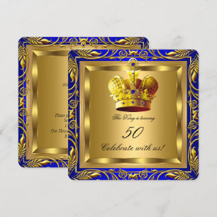 Invitation King Royal Blue Gold Elite fête d'anniversaire