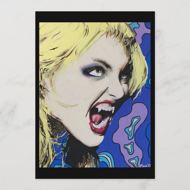 Invitation ‘Kiss Hard’ Painting on a Small-Scale Print  (Devant)