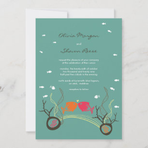 Invitation Kisser Poissons Corals Plage Whimsical mignon Mari