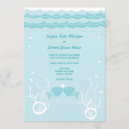 Invitation Kisser Poissons Corals Plage Whimsical mignon Mari