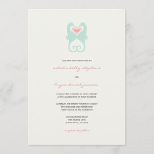 Invitation Kisser Seahorses Love Hearts Beach Mariage d'été