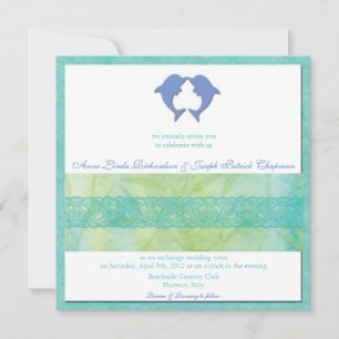 Invitation Kissing Dolphins - Commande personnalisée Mariage 