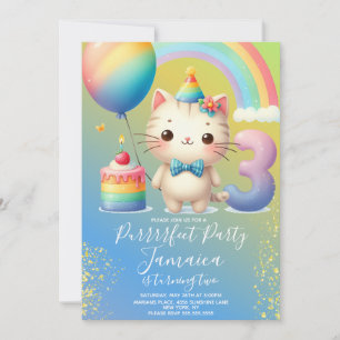 Invitation Kit de 3e anniversaire Licorne Arc-en-ciel Fête